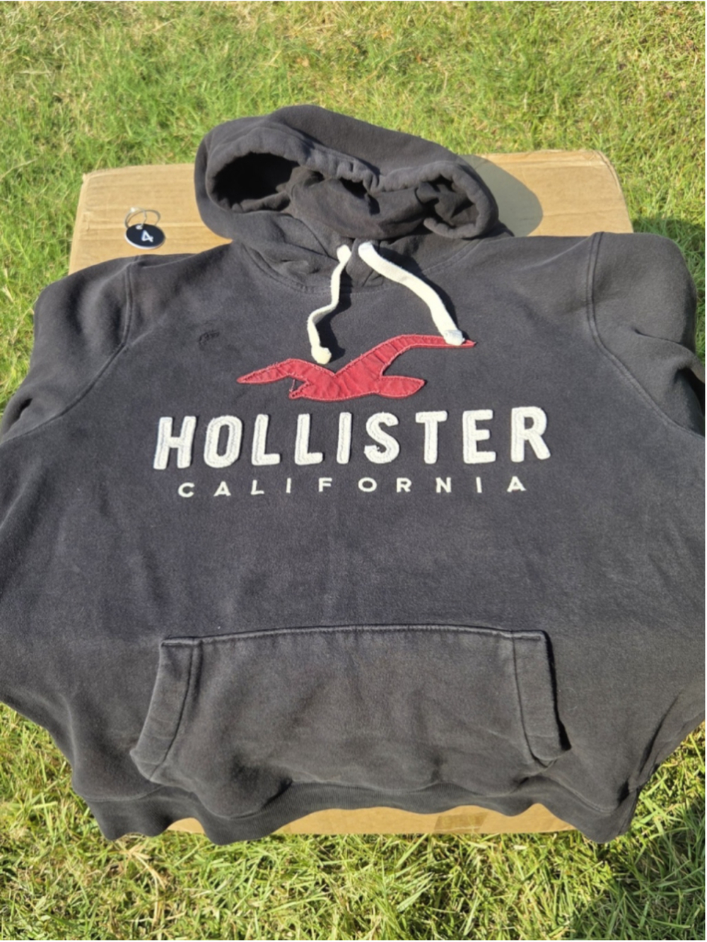 Hollister Women’s Large Black Logo Pullover Hoodie Distressed California #4